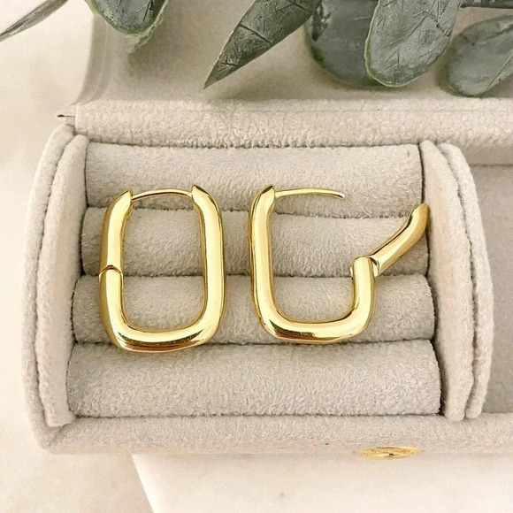 925 Sterling Silver Bold Thick Huggies Chunky Hoop Earrings Trendy Hoops - Picture 1 of 10